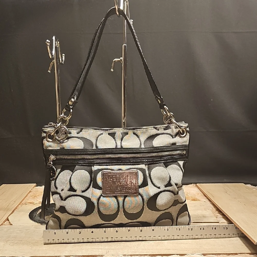 Coach Black and Gray Patterned Crossbody Bag